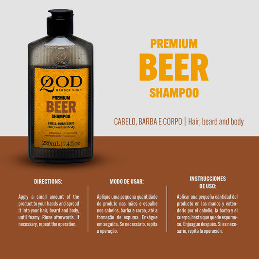 3 in 1 Shampoo 220ml - Premium Beer - QOD Barber Shop