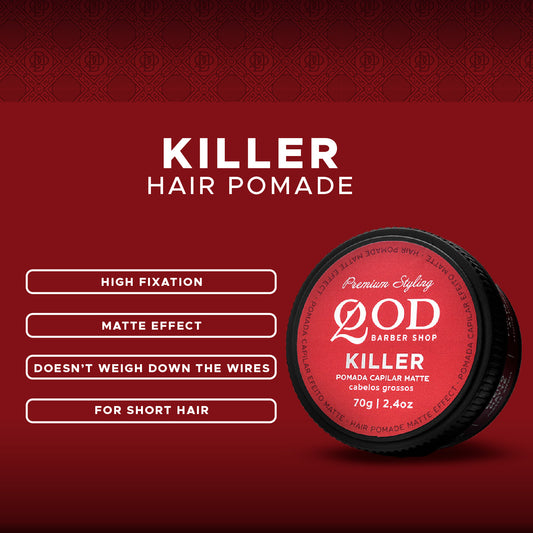 Killer Hair Pomade 70g - Strong Hold - Matte Effect - QOD Barber Shop